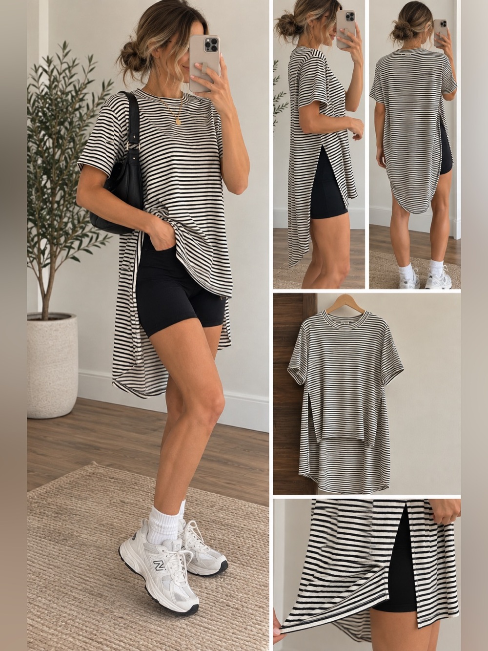 Tobi Black and White Striped Short Sleeve Tee